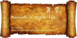 Marusák Vitális névjegykártya